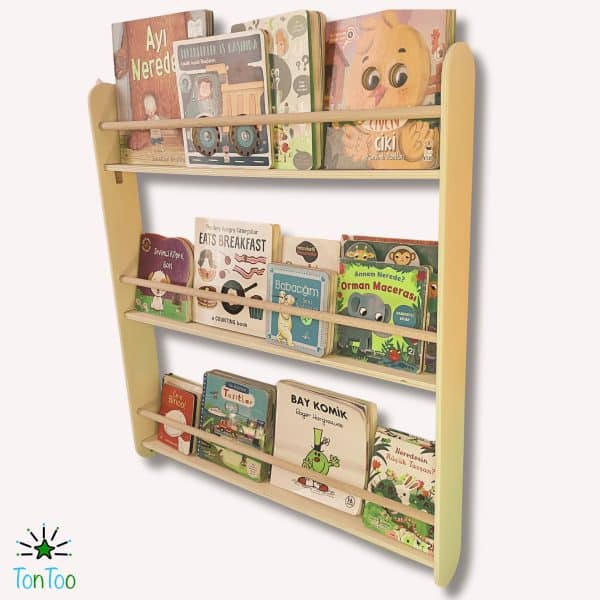 Ahşap Montessori Kavelalı Çocuk Kitaplığı | Ergonomik Kontrplak Kitap Rafı | Çocuk Odası Düzenleyici - Görsel 2