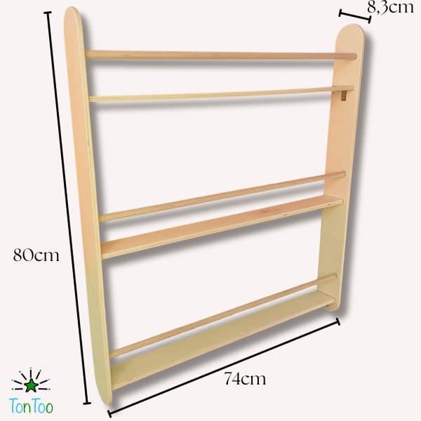 Ahşap Montessori Kavelalı Çocuk Kitaplığı | Ergonomik Kontrplak Kitap Rafı | Çocuk Odası Düzenleyici - Görsel 6