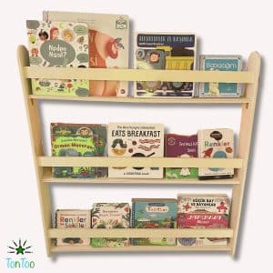 Ahşap Montessori Çocuk Kitaplığı | 3 Raflı Kontrplak Tasarım | Kitaplara Kolay Erişim