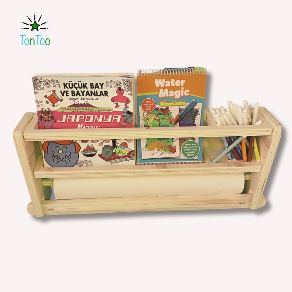 Montessori Masa Üstü Organizer | Kalemlik, Kitaplık ve Rulo Kağıtlık - Görsel 4