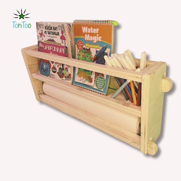 Montessori Masa Üstü Organizer | Kalemlik, Kitaplık ve Rulo Kağıtlık - Görsel 5