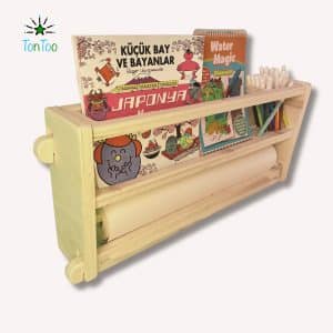 Montessori Masa Üstü Organizer | Kalemlik, Kitaplık ve Rulo Kağıtlık