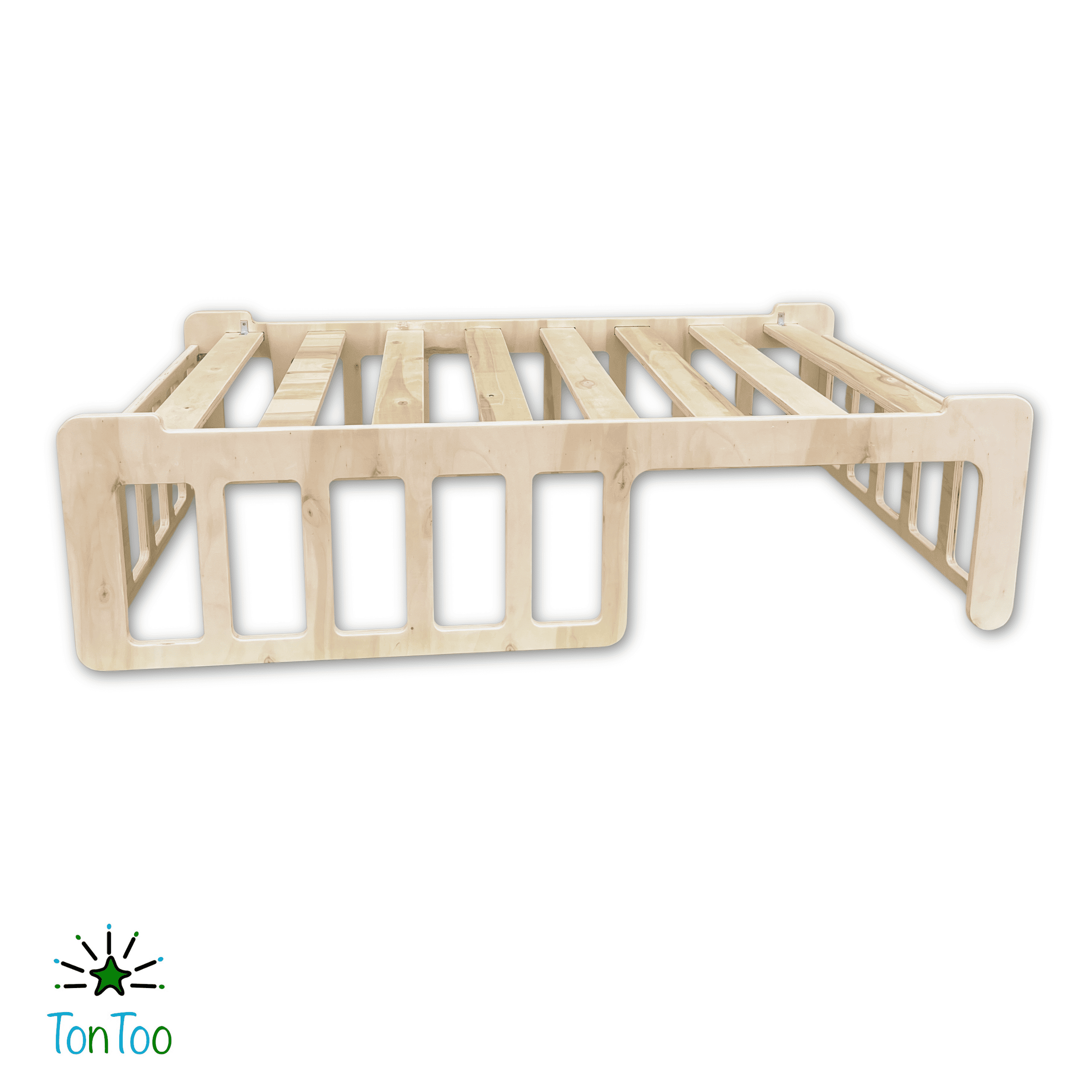 Doğal ahşap Montessori çocuk Çift Yönlü yer yatağı (80x140cm). Kontrplak bebek karyolası, 0-6 yaş için güvenli alçak yatak.